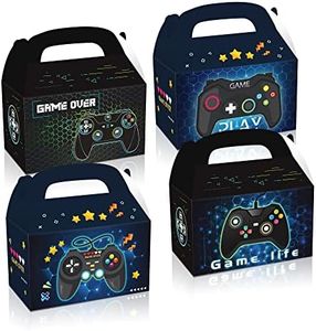 WODJR 24Pcs Video Game Candy Boxes Video Game Party Decorations Video Game Gift Boxes Video Game Party Favor Boxes Treat Boxes for Video Game Party Supplies Gamer Level Up Party Decorations (Blue)