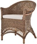 korb.outlet Rattan Chair Country House Wicker Chair Made of Natural Rattan Wicker Chair Conservatory (Vintage Brown, with Padding)