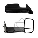 Paragon Towing Mirrors for 2010-18 Dodge Ram 1500/2500/3500 - Powered Glass, Heated, Turn Signals, Puddle Light, Temp Sensor - Black Pair Set