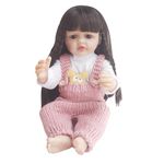 Himaja Little Shopee™ | Imported Silicone Body Reborn Girl Baby Doll Big Size| Realistic Looking with Long Hairs | Gift for Childrens| Home Decor | Multi Color | Size 55cm (Multicolor5)