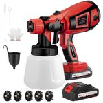Cordless Paint Sprayer, 21V 18000RPM Cordless Paint Sprayer Gun with 2x3000mAh Battery, 5 Nozzles & 3 Spray Modes, 900ML Container Fence Paint Sprayer for House Painting, Walls, Fences, Ceilings