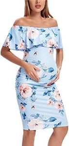 Eavoqinjiaf Maternity Dress Casual Off Shoulder Ruffle Sleeveless Bodycon Maternity Dresses