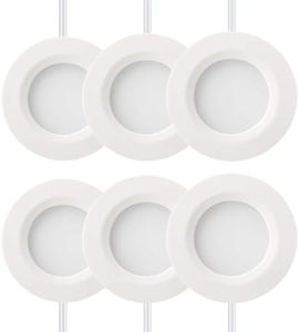 GETINLIGHT 2.75" Wide 3000K Dimmable LED Puck Lights Kit, Plug-in Installation with recessed or Surface Mounted, White Finished, Set of 6, IN-0102-6-WH