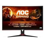 AOC Gaming C27G2E - 27 Inch FHD Curved Monitor, 165Hz, VA, 1ms, Low Input Lag, 1500R Curved, G-Menu, Tilt (1920 x 1080 @ 165Hz, 250 cd/m², HDMI 2.0 / DP 1.2)