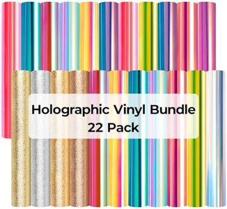 HTVRONT Holographic Vinyl-22 Pack Holographic & Textured Metallic Permanent Adhesive Vinyl Sheets,12"x12" Easy Cut & Weed Waterproof Vinyl for Crafts & Decor,Compatible with Cutting Machines