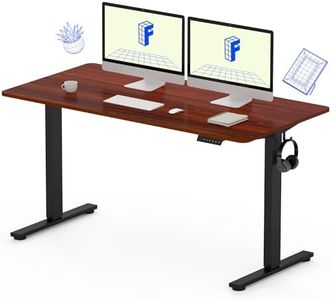 FLEXISPOT EC1 Standing Desk 140×70cm Electric Stand Up Desk Workstation, Whole-Piece Desk Board Home Office Computer Height Adjustable Desk Black Frame + 140cm Mahogany Top 2 Packages