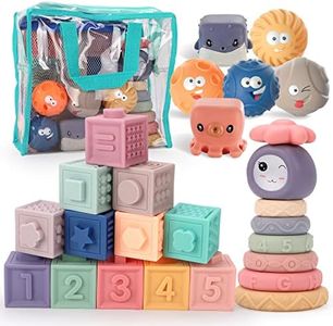 YGNNXRN Montessori Baby Toys 6-12 Months,Stacking Blocks, Soft Teething Toys, Sensory Balls - 26 Pcs Set for Infants & Toddlers 0 3 6 9 12 Months - Learning, Bath & Playtime Fun