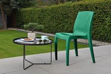 1 x GARDEN Chair Green Gloss | Stackable,100% Recyclable, Strong, Stain & UV Resistant, Made in UK, Easy to Clean, Durable, Stylish, Comfortable, Garden, Patio, Lawn, Balcony, Outdoor