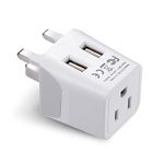 Ceptics London, Hong Kong, Ireland Travel Adapter Plug - with Dual USB + USA Input - Type G - Ultra Compact - Safe Grounded Perfect for Cell Phones, Laptops, Camera Chargers (CTU-7)