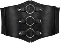 Liutufy Stylish Corset Belt Metal O-Ring Waistband Heart-Ring Waistband (Black Circle-XL)