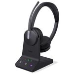 Yealink WH64 DECT & Bluetooth Dual Teams Wireless Headset with Microphone,606 ft Range On Ear Headphones with 3X Noise Cancelling Mic,32H Talk Time, Microsoft Certified PC Headsets for Work,VoIP Phone