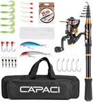 CAPACI Portable Telescopic Fishing Rod and Reel Combos Carbon Fiber Fishing Pole with Full Kits Carrier Bag for Travel Saltwater Freshwater (Rod and Reel Combos with All Accessories, 2.1m / 6.89 ft)
