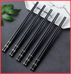 wolpin PET Chopsticks 5 Pairs Reusable Chopsticks Dishwasher Safe Lightweight Easy To Use Chop Stick Utensils, Black