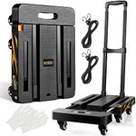 𝟐𝟎𝟐𝟒 𝐔𝐩𝐠𝐫𝐚𝐝𝐞𝐝 Folding Hand Truck Dolly Cart (440LB), Heavy Duty Luggage Cart with TPR Wheels and Easy Set-up Design, Portable Collapsible Dolly for Moving, Travel, Shopping, Office Use