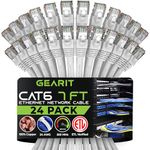 GearIT 24-Pack, Cat 6 Ethernet Cable Cat6 Snagless Patch 7 Feet - Snagless RJ45 Computer LAN Network Cord, White - Compatible with 24 48 Port Switch POE Rackmount 24port Gigabit