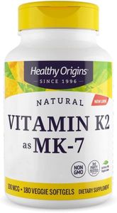 Healthy Origins, Vitamina K2 como MK7, 100mcg, 180 Cápsulas blandas vegetarianas, Probadas en Laboratorio, Altamente Dosificadas, Sin Gluten, Sin Soja, No GMO