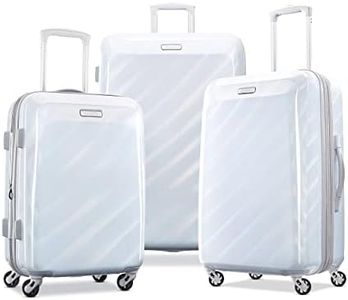 American Tourister Moonlight Hardside Expandable Luggage with Spinner Wheels, Iridescent White, 3-Piece Set (21/24/28), American Tourister Moonlight Hardside