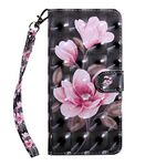 Huawei P Smart 2019 Case, Honor 10 Lite Flip Case, 3D PU Leather Wallet Phone Case TPU Shockproof Shell Slim Fit Protective Cover with Card Holder Magnetic Closure Stand - Flower