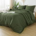 Andency Olive Green Comforter Set King, 3 Pieces Boho Tassel Lightweight Bedding Comforter Sets for King Bed, All Season Soft Fluffy Fringe Bed Set (104x90In Comforter & 2 Pillowcases)