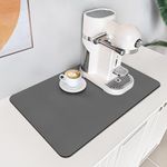 PoYang Coffee Mat: Coffee Bar Mat with Rubber Backed, 12" X 17" Hide Stains Coffee Maker Mat for Countertops, Coffee Matt for Counter, Coffee Bar Accessories, Absorbent Dish Drying Mat (Grey)