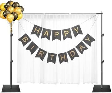 EMART Backdrop Stand, 6.5x10 ft Adjustable Photo Background Pipe and Drape Photography Kit with Heavy Duty Metal Base for Parties, Wedding, Video Studio, Birthday - Black