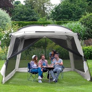 Thinlute 12' X 12' Screen Tent for Camping Canopy Easy Set Up Camper Screen House Room Porch Screened Gazebo 8-10 Person Screenhouse Bug Mesh Shade Tent UPF 50+ Screen Sun Shelter for Outdoor Patios