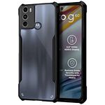 Fashionury Motorola Moto G60 / Moto G40 Back Cover Transparent Back Case|Ultra Thin Slim Crystal Clear Hard PC with TPU Bumper, Military-Grade Protection Case - (Black Bumper)