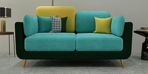 Modern Montez Velvet 2 Seater Sofa for Bedroom, Living Room, Dining Room, Drawing Room, Home Office (Turquoise & Green, 2 Seater)