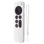 O Ozone Case Compatible with Apple TV 4K Siri Remote 2021 Silicone Cover, Protective Case for Apple TV 4K 6 Generation 2021 Remote Control, Apple 4K Siri Remote 2nd Gen Cover (White)