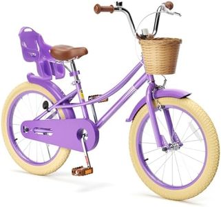 Glaf Toddler Girls Bike for 2-12 Years Old 12 14 16 20 Inch Girls Bike with Training Wheels and Baby Doll Seat Kids Bike Bicycle with Adjustable Seat Handlebar (20 Inch with Kickstand, Purple)