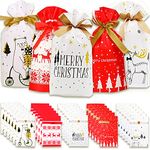 Christmas Drawstring Gift Bags 30 Candy Bag Xmas Sweet Treat Party Bags Cookie Pouch Goody Bags Fillers for Presents and Stuffers -30PCS-