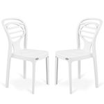 Oaknest Unboxing Furniture Supreme Oak Plastic Chair | Armless Chair For Dining Room | Bearing Capacity 120 Kgs | 6 Months Warranty (Milky White)| Set Of 2 Chairs