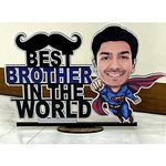 Unique Stuff Personalized Birthday Gift for Brother, Father, Husband - Customized Caricature Photo Frame Cutout Standee with Text (30 x 45 cm, Wood),Tabletop