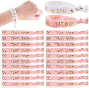 Hen Party Wristbands Set, 1 White Bride Wristband +20pcs Pink Team Bride Wristband, Hen Party Accessories for Bachelor Party Wedding Bridal Shower Decorations