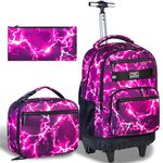 Rolling Backpack for Girls, Women Roller Wheels Bookbag, Laptop Lightning Wheeled School Bag with Wheels for Teens