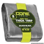 Core Tarps Heavy Duty 8 Mil Tarp Cover, Waterproof, UV Resistant, Rip and Tear Proof, Poly Tarpaulin with Reinforced Edges for Roof, Camping, Patio, Pool, Boat. (Silver/Black 8′ X 10′)