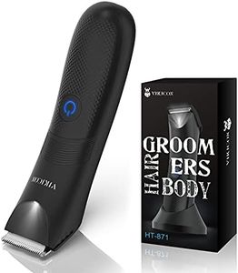 Electric Body Trimmer and Shaver for Men, VIKICON Body Groomer for Groin&Ball w/Light, Pubic Hair Trimmer Replaceable Ceramic Blade IPX7 Waterproof Wet/Dry, Lightweight Male Razor USB Type-C Charging