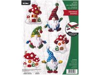 Bucilla Gnomes, Felt Applique Christmas Ornaments, Set of 6