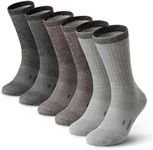 3 Pairs Thermal 80% Merino Wool Socks Hiking Crew, black, gray, brown, men’s shoe size 9-12, women’s 11-13