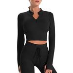 JN JANPRINT Gym Set for Women 2 Piece Long Sleeve Workout Outfits Full Zip Cropped Top&Ribbed Leggings Set Running Yoga Clothes Suit