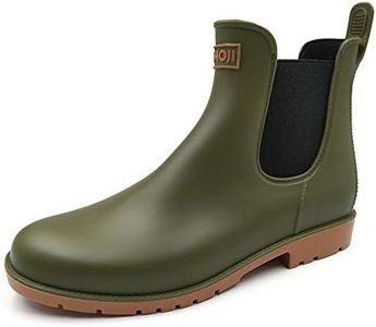 Amoji Unisex Chelsea Rain Boots Waterproof Ankle Boots Short Rainy Footwear 919 Oliver Green 11 Women/10 Men