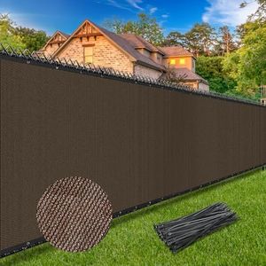 Winpull 6FT x 50FT Privacy Screen Fence Heavy Duty 170GSM Fencing Mesh Shade Net Cover Nickel-Plated Copper Grommets, 95% Blockage Privacy Fence for Outdoor Wall Garden Yard Backyard Pool (Brown)