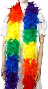 Larryhot Rainbow Mardi Gras Boa - 80g 2Yards Colorful Feathers Boa for Carnival,Costume,Concert and Home Decoration (80g - Rainbow)