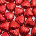 Red Foil Wrapped Milk Chocolate Hearts Wedding Party Table Favours - 100 Pack