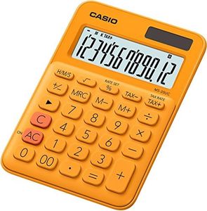 CASIO Calculatrice de Bureau à 12 Chiffres MS-20UC-RG-S-EC, Coloris Orange