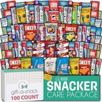 Gift A Snack - Fathers Day Snack Box Care Package Variety Pack + Greeting Card (100 Count) Graduation Birthday Sweet Treats Gift Basket, Candies Chips Crackers Bars - Food Assortments & Variety Gifts