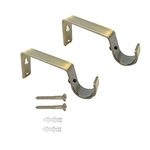 Antique Brass Heavy Duty Metal Curtain Pole Bracket Holder Strong Curtain Pole Rod Holder Support Wall Brackets Holders with Screws for Wall Home Bedroom Office Pack of 2 (28mm).