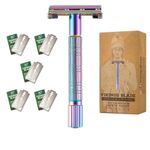 VIKINGS BLADE Safety Razor for Women + 5 Swedish Steel Blades. Quick Release Head, Double Edge. Smooth, Reusable, Recyclable (Model: Psyche)