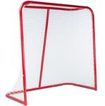 PRISP Steel Street Hockey Net, Ball Hockey Goal in Metal with Netting - 4' x 4' Sizes - Red - 1x Net