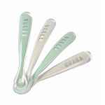 BEABA Baby's First Foods Spoon Set, Original Silicone Baby Spoons, Baby Essentials, Baby Spoons, Pack of 4 Baby Gift Set, BPA Lead & Phthalate Free, Sage